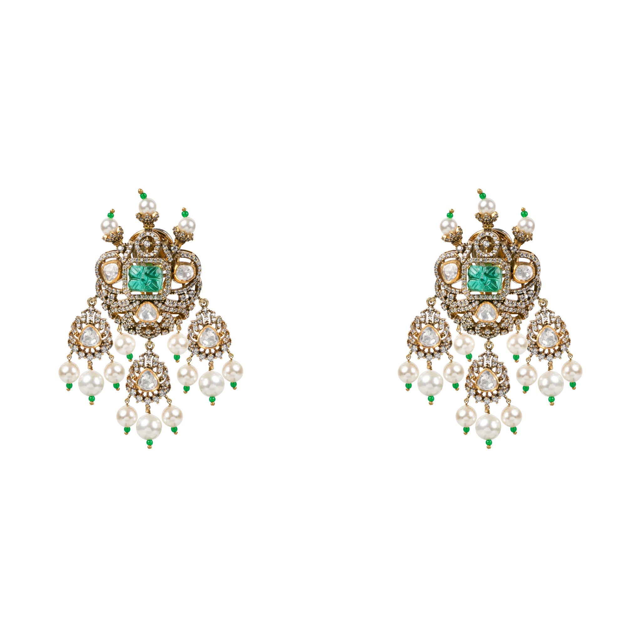 Royal Heritage Pearl & Polki Necklace Set in 925 Silver