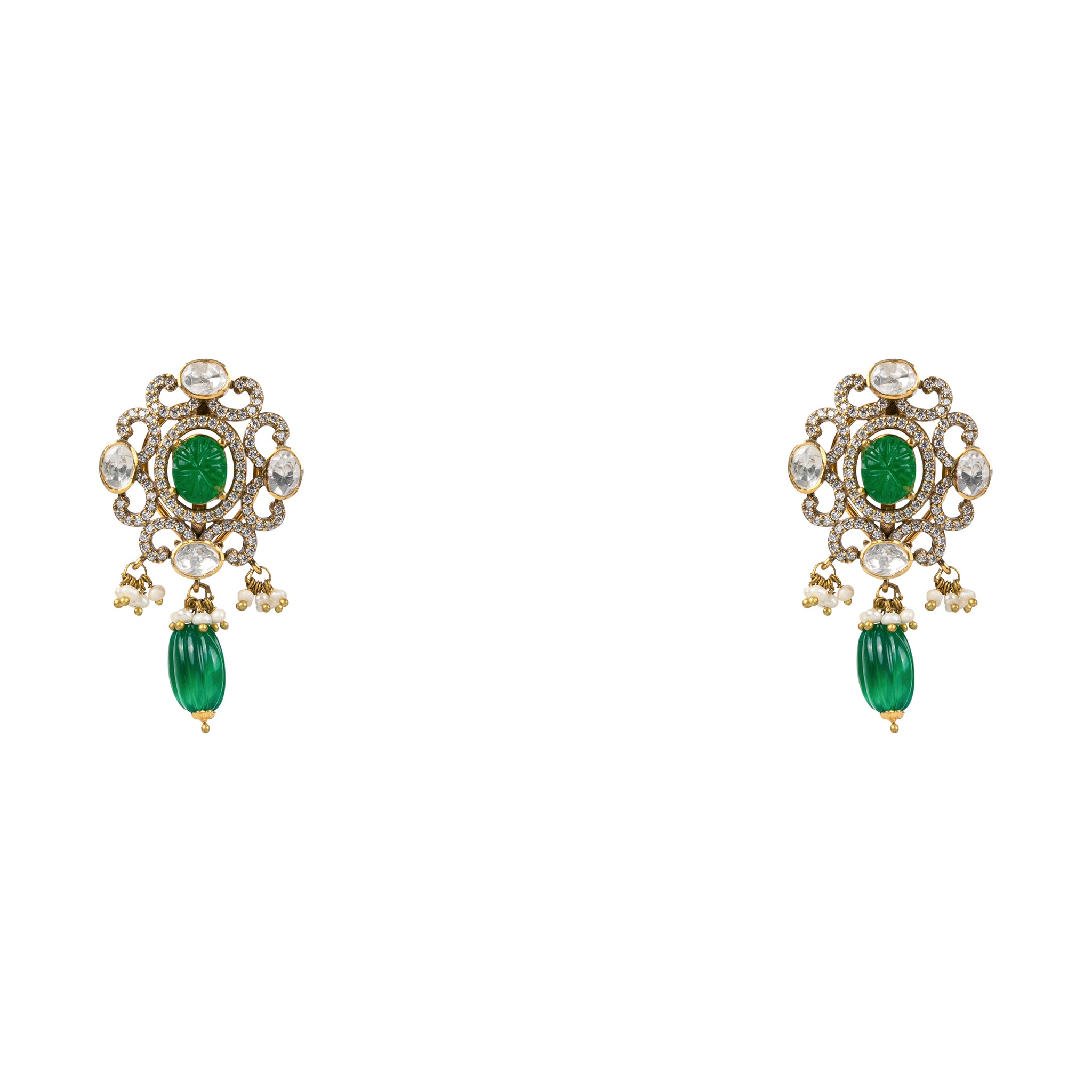 Green Royale Monsonite Necklace Set in 925 Silver